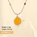 Detailed view of stainless steel smiley face necklace showing weight and size specifications - Silver Smiley Face (HPNK027)