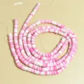 Vista detallada de cuentas heishi de arcilla polimérica de 6mm rosa y blanco DIY - 1 Tira (aprox. 400 Piezas) / Mezcla de Rosa y Blanco (34)