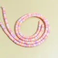 Cuentas heishi de arcilla polimérica de 6mm en estilo bohemio para bricolaje - 1 Tira (aprox. 400 Piezas) / Mezcla de Rosa Naranja Púrpura Azul