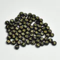 Cuentas redondas de acrílico negro de 7mm con letras doradas para bisutería DIY - 7mm (Aprox. 4400 Piezas/500g) / Negro con letra dorada