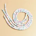 Cuentas de disco Heishi de arcilla polimérica bohemia de 6mm para creación de joyas DIY - 1 Tira (aprox. 400 Piezas) / Mezcla de Azul Rosa Blanco