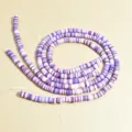 Cuentas heishi de arcilla polimérica de 6 mm moradas y blancas para bisutería DIY - 1 Tira (aprox. 400 Piezas) / Mezcla de Púrpura Claro y Blanco