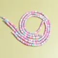 Cuentas heishi de arcilla polimérica bohemia de 6mm en rosa azul y blanco para DIY - 1 Tira (aprox. 400 Piezas) / Mezcla De Rosa Azul Y Blanco