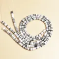 Cuentas heishi 6mm estilo bohemio negro blanco gris de arcilla polimérica para joyas - 1 Tira (aprox. 400 Piezas) / Mezcla Negro Blanco Gris Rosa