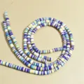 Tira de cuentas heishi de arcilla polimérica de 6mm de colores para bisutería DIY - 1 Tira (aprox. 400 Piezas) / Mezcla Púrpura Amarillo Blanco Cián