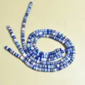 Cuentas de arcilla de 6mm azul y blanco estilo bohemio para creación de joyas DIY. - 1 Tira (aprox. 400 Piezas) / Azul Blanco y Gris Mezclado