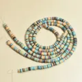 Cuentas heishi de arcilla polimérica de 6mm estilo bohemio para creación de joyas DIY - 1 Tira (aprox. 400 Piezas) / Mezcla Azul Beige Rojo Negro