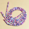 Cuentas espaciadoras de arcilla polimérica de 6 mm para la creación de joyas artesanales - 1 Tira (aprox. 400 Piezas) / Mezcla de Púrpura Rosa y Azul (32)