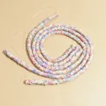Tira de cuentas espaciadoras Heishi de 6 mm de arcilla polimérica de colores bohemios DIY - 1 Tira (aprox. 400 Piezas) / Mezcla de Rosa Azul Amarillo y Blanco (37)