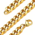 Close-up of heavy gold plated titanium steel Cuban chain necklace with lobster clasp - Width 3.5mm - Bracelet 18+5cm / Gold
