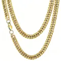 Detailed view of a thick 18K gold-plated stainless steel Cuban link necklace for men. - 6mm Cuban Link - Buckle / 17cm / Gold