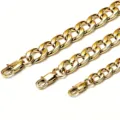 Close-up of gold-plated stainless steel Cuban link chains with lobster clasps - Cuban Chain (5mm) - Lobster Clasp / 80cm / Gold