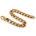 High-quality close-up of polished gold-plated stainless steel Cuban link chain for men - Bracelet / 5mm Width, 18cm Length / Gold (Barrel Clasp)