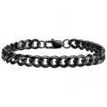 Nahaufnahme des polierten schwarzen Titanstahl-Panzerarmbands mit Karabinerverschluss - Armband 18CM / Breite 5mm / Schwarz