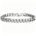 Detaillierte Ansicht eines polierten silbernen Panzerkettenarmbands aus Titanstahl - Armband 18CM / Breite 5mm / Stahlfarbe