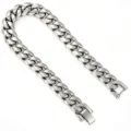Heavy-duty stainless steel Cuban link chain necklace with polished silver finish for men - 6mm Wide Cuban Link Bracelet (Box Clasp) / 17cm Length / Silver