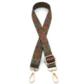 Correa de hombro ajustable con patrón bohemio para bolsos con ganchos dorados - N°16 Rombo Azul Lago Marrón