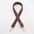 Detail of woven replacement strap with geometric pattern and golden metal hardware - Blue Orange (Style 1)