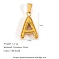 Chunky 18K gold plated stainless steel letter A pendant for DIY jewelry making accessories - Letter A / Gold