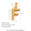 Polished 18K gold plated stainless steel letter F pendant for necklace DIY jewelry - Letter F