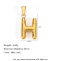 18K gold-plated stainless steel balloon letter H pendant with size dimensions and weight - Letter H