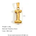 3D 18K gold-plated stainless steel uppercase letter I pendant for DIY jewelry making - Letter I
