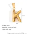Polished 18K gold plated stainless steel uppercase letter K pendant for DIY jewelry - Letter K