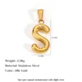 3D bubbly gold-plated stainless steel capital letter S pendant for DIY jewelry making - Letter S