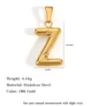 18K gold-plated stainless steel uppercase letter Z pendant for DIY necklace making - Letter Z