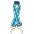 Verstellbarer Ersatz-Taschenschultergurt mit türkis-weißem Jacquard-Zickzack-Muster - Aquamarin