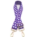 Tracolla di ricambio viola a pois regolabile con ganci dorati per borse e borsette - Fibbia Dorata / Viola