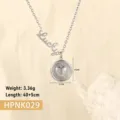 Detail of stainless steel necklace with Lucky charm and heart pendant with dimensions - Lucky Letter Heart (HPNK029)