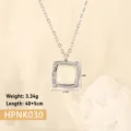 Detail view of square pendant necklace with weight and size specifications - Square Rhinestone (HPNK030)