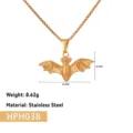 Spécifications détaillées de taille et poids pour le pendentif chauve-souris plaqué or 18k - Pendentif Chauve-souris Seul (Sans Chaîne) (HPH038) / Or