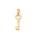 Elegant 18K gold plated stainless steel heart-shaped key pendant necklace charm - Heart Key - Gold