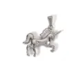 Stainless steel unicorn pendant necklace DIY accessory with polished silver finish - Running Unicorn Style (MT04) / Silver