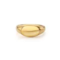 Minimalist gold-finished stainless steel signet ring with polished dome surface - Size 6 / 弧面光面戒 / Gold