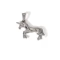 Eleganter polierter Einhorn-Anhänger aus Edelstahl für individuellen DIY-Halsschmuck. - Schreitendes Einhorn Stil (MT06) / Silber