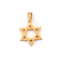 Polished 18K gold plated stainless steel Star of David pendant charm for necklace - Gold Hexagram Style