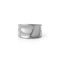 Minimalist silver stainless steel wide band ring with unique textured crumpled finish - Size 7 / Wide Textured Open Ring (NRS02) / Steel