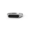 Minimalist silver stainless steel ring featuring a sleek rectangular black inlay design - Size 8 / Black Plate Square Ring (NRS04) / Steel