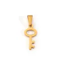 Gold-plated stainless steel key pendant for necklaces - Round Head Key - Gold