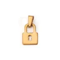 Minimalist 18K gold plated stainless steel padlock pendant featuring a central keyhole design - Small Lock - Gold
