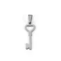 Polished silver stainless steel heart-shaped key pendant necklace charm for women - Heart Key - Steel