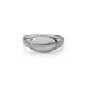 Minimalist polished stainless steel signet ring with oval face for women's jewelry - Size 6 / 弧面光面戒 / Steel