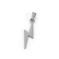 Minimalist polished silver stainless steel lightning bolt charm pendant for necklace - Lightning - Steel Color