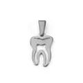 Polished silver stainless steel molar tooth shaped pendant for dental professionals - Teeth - Steel