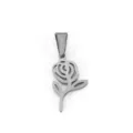 Elegant minimalist silver stainless steel hollow rose flower pendant for necklace - Rose-Steel