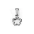 Minimalist silver stainless steel hollow flower pendant charm for DIY jewelry making - Hollow Flower - Steel