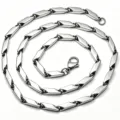 Detailed view of a silver stainless steel necklace with diamond-shaped geometric links. - 3mm Stick Chain (Bracelet) / 18cm